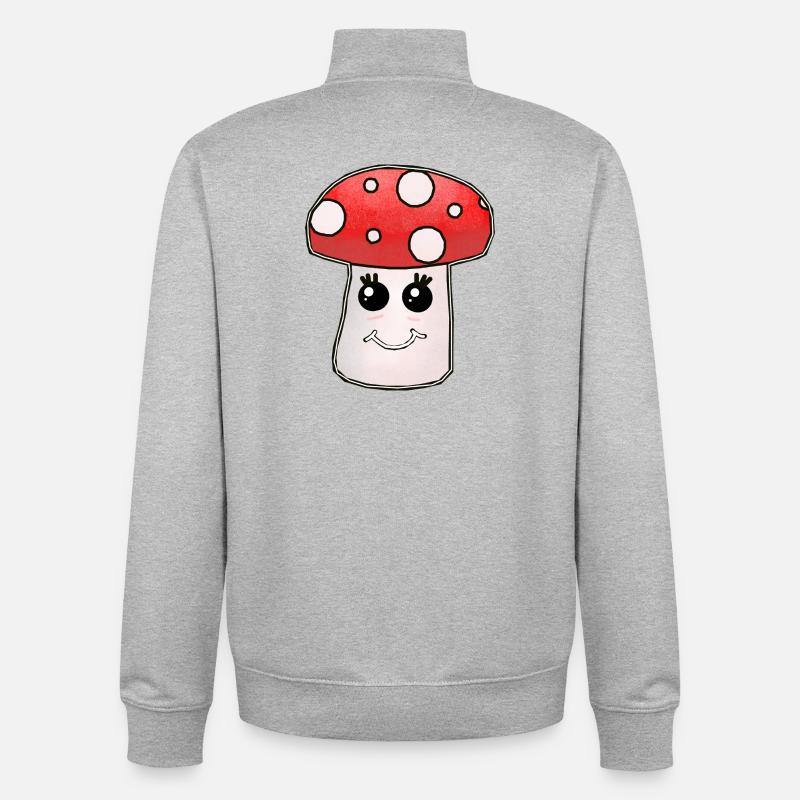 Kawaii Mushroom Toadstool Mushrooms - Unisex Organic Zip Sweatshirt by Stanley/Stella - heather grey