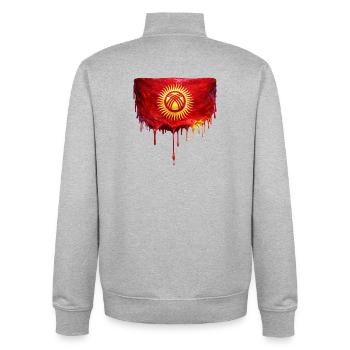 Kyrgyzstan Flagge im Tropfenstil - Unisex Organic Zip Sweatshirt von Stanley/Stella - Grau meliert - Hinten - AI Model Male 185 light (185cm)