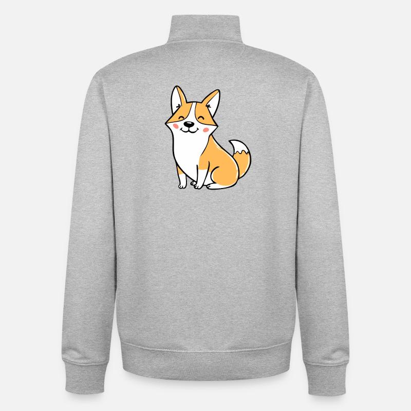 Fröhlicher Corgi (Comic) - Unisex Organic Zip Sweatshirt von Stanley/Stella - Grau meliert