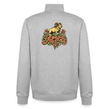 Widder-Widder-Blumenwappen - Unisex Organic Zip Sweatshirt von Stanley/Stella - Grau meliert - Hinten - AI Model Male 185 light (185cm)