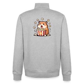 Hamster-Popcorn-Gourmet - Unisex Organic Zip Sweatshirt von Stanley/Stella - Grau meliert - Hinten - AI Model Male 185 light (185cm)