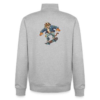 Tiger Skater Denim rétro - Sweat zippé unisexe en coton bio Stanley/Stella - gris chiné - Dos - AI Model Male 185 light (185cm)