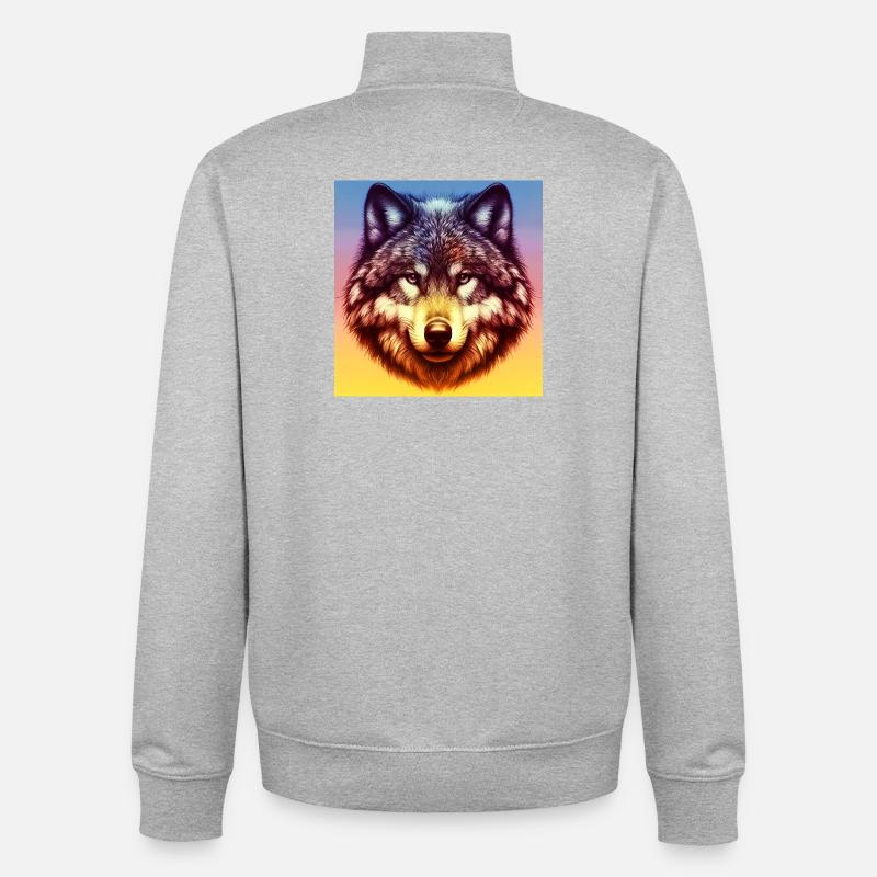 Loup - Sweat zippé unisexe en coton bio Stanley/Stella - gris chiné