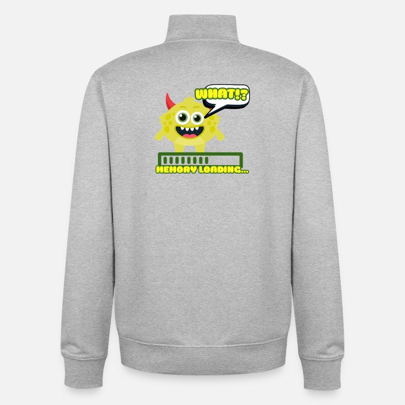 Memory Loading Monster Meme - Unisex Organic Zip Sweatshirt by Stanley/Stella - heather grey