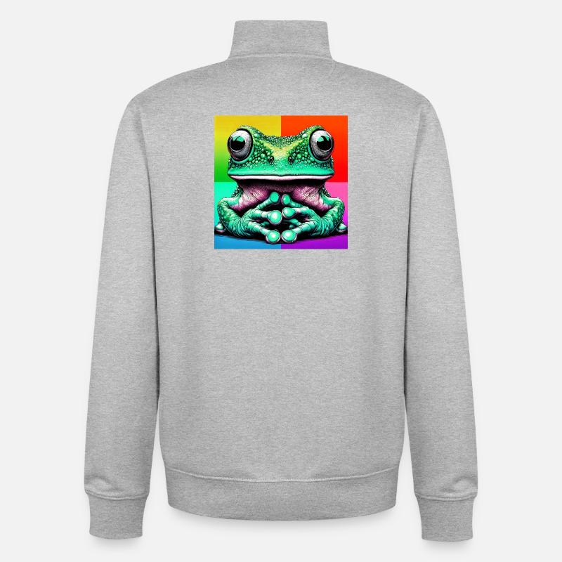 Frosch - Unisex Organic Zip Sweatshirt von Stanley/Stella - Grau meliert