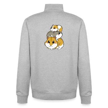 Cute Hamster Guinea Pig Pyramid - Unisex Organic Zip Sweatshirt by Stanley/Stella - heather grey - Back - AI Model Male 185 light (185cm)
