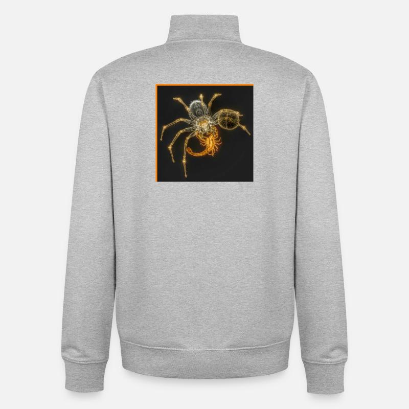 Araignée néon avec des queues funky - Sweat zippé unisexe en coton bio Stanley/Stella - gris chiné