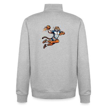 Handball Tiger Nummer 7 Sprungwurf Power - Unisex Organic Zip Sweatshirt von Stanley/Stella - Grau meliert - Hinten - AI Model Male 185 light (185cm)