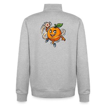 Funny Handball Orange Mascot - Unisex Organic Zip Sweatshirt by Stanley/Stella - heather grey - Back - AI Model Male 185 light (185cm)