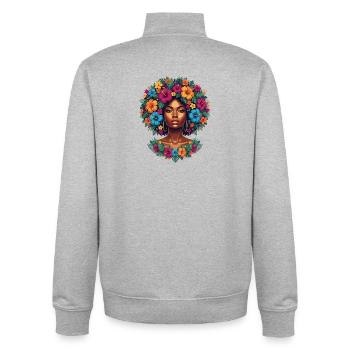 Blütenkronen Afro-Porträt - Unisex Organic Zip Sweatshirt von Stanley/Stella - Grau meliert - Hinten - AI Model Male 185 light (185cm)