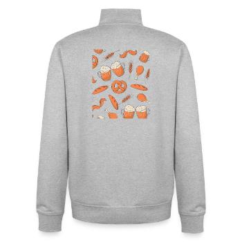Encas, bière, bretzels, poing à poings, pain, pique-, Bavière - Sweat zippé unisexe en coton bio Stanley/Stella - gris chiné - Dos - AI Model Male 185 light (185cm)