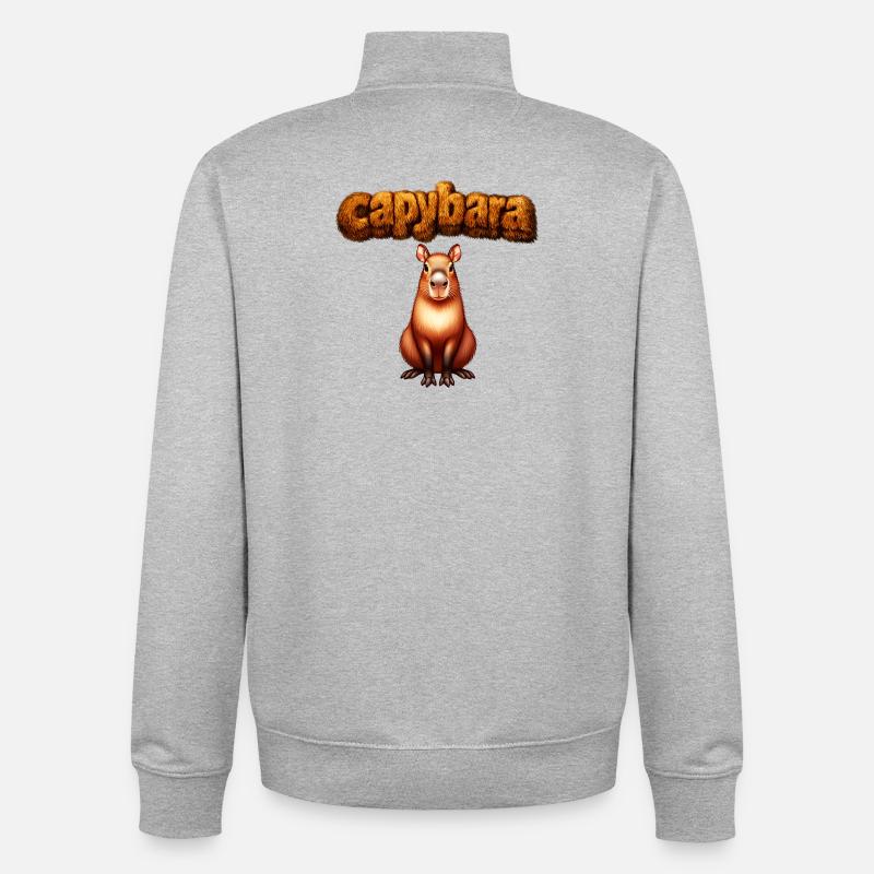 Œuvres d’art du capybara poilue - Sweat zippé unisexe en coton bio Stanley/Stella - gris chiné