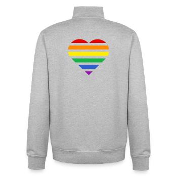 Pride Flag Heart · Classic Rainbow - Unisex Organic Zip Sweatshirt by Stanley/Stella - heather grey - Back - AI Model Male 185 light (185cm)