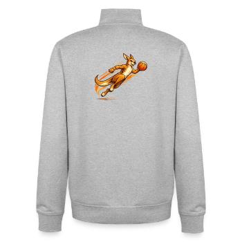 Känguru Korbwurf - Unisex Organic Zip Sweatshirt von Stanley/Stella - Grau meliert - Hinten - AI Model Male 185 light (185cm)