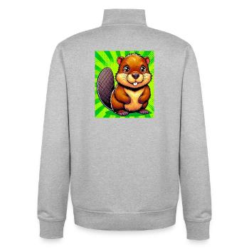 Bieber - Unisex Organic Zip Sweatshirt von Stanley/Stella - Grau meliert - Hinten - AI Model Male 185 light (185cm)
