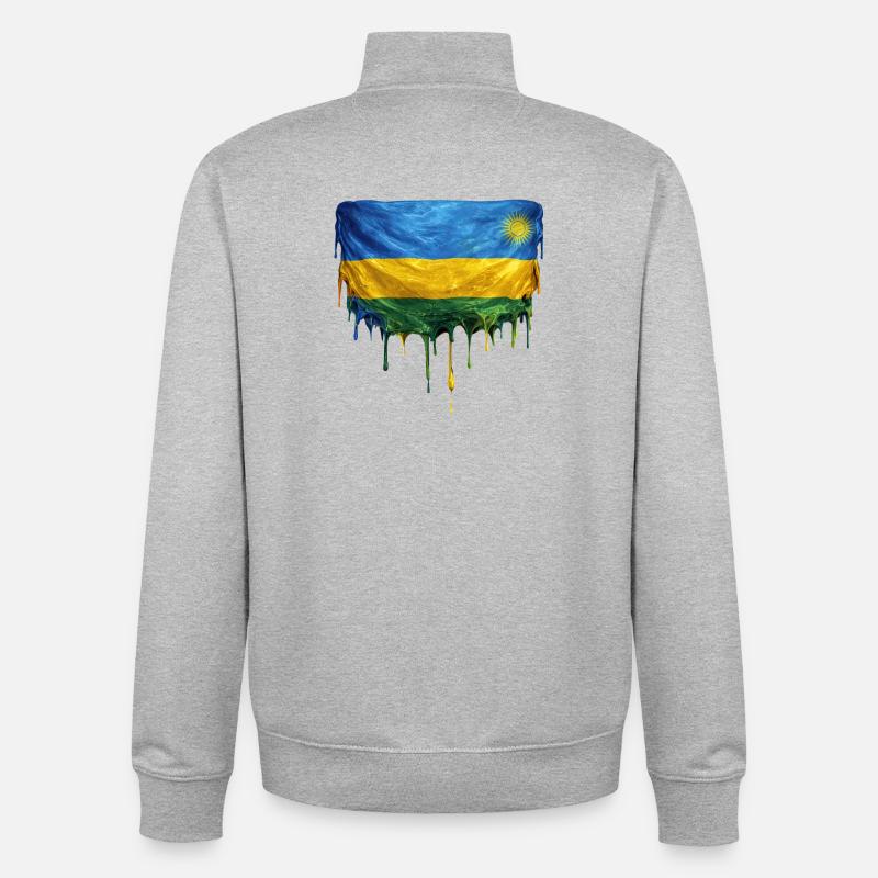 Art de chute : drapeau rwandais - Sweat zippé unisexe en coton bio Stanley/Stella - gris chiné