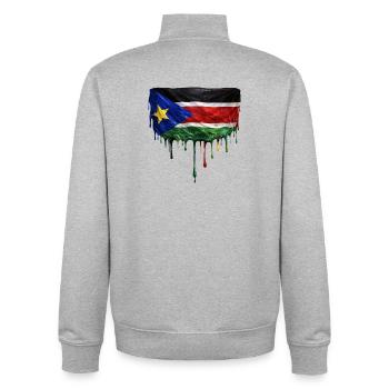 South Sudan Flag Drop Art - Unisex Organic Zip Sweatshirt by Stanley/Stella - heather grey - Back - AI Model Male 185 light (185cm)