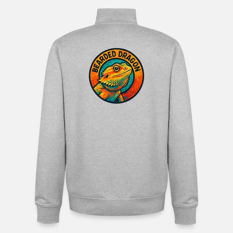 Bwearing Agame Lizard Style Bunte Gravur - Unisex Organic Zip Sweatshirt von Stanley/Stella - Grau meliert