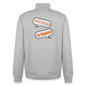 Was gibt's Neues? Ich bin verbannt - Unisex Organic Zip Sweatshirt von Stanley/Stella - Grau meliert - Hinten - AI Model Male 185 light (185cm)