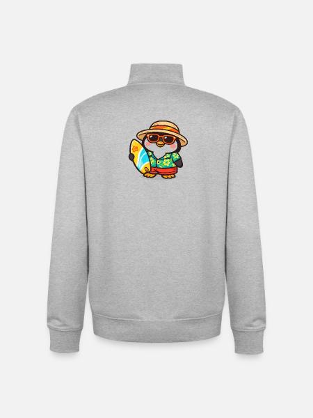 Hawaiianischer Pinguin Surf - Unisex Organic Zip Sweatshirt von Stanley/Stella - Grau meliert