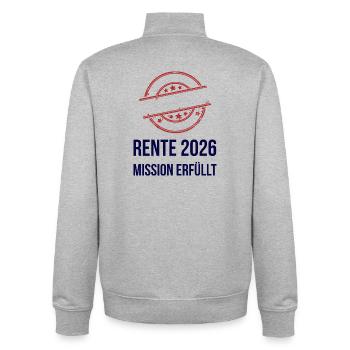 Rente 2026 Ich habe fertig Ruhestand Design - Unisex Organic Zip Sweatshirt von Stanley/Stella - Grau meliert - Hinten - AI Model Male 185 light (185cm)