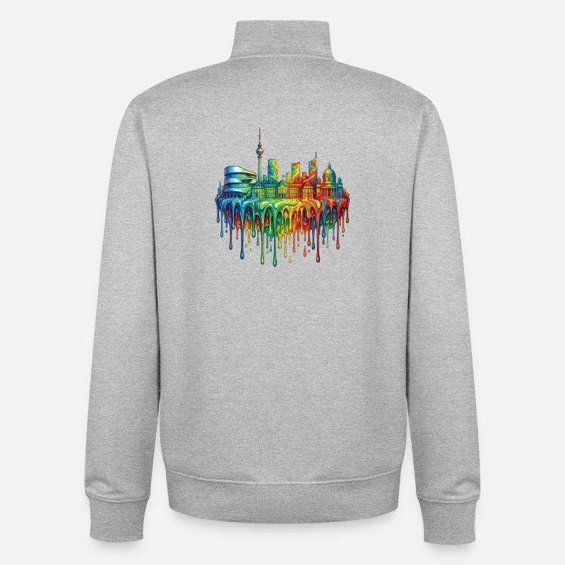Stuttgart with colourful gradient - Unisex Organic Zip Sweatshirt by Stanley/Stella - heather grey