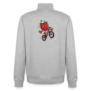 Drôle de fraise BMX sur le vélo - Sweat zippé unisexe en coton bio Stanley/Stella - gris chiné - Dos - AI Model Male 185 light (185cm)