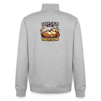 Faultier Ruhe Take It Slow - Unisex Organic Zip Sweatshirt von Stanley/Stella - Grau meliert - Hinten - AI Model Male 185 light (185cm)