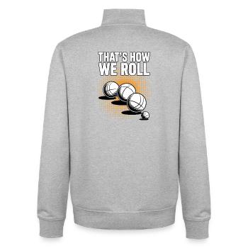 Boccia King Precision Passion - Unisex Organic Zip Sweatshirt by Stanley/Stella - heather grey - Back - AI Model Male 185 light (185cm)