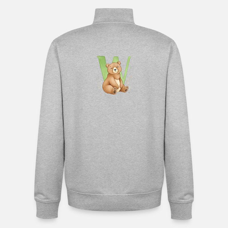 Garde avec la lettre W - Sweat zippé unisexe en coton bio Stanley/Stella - gris chiné