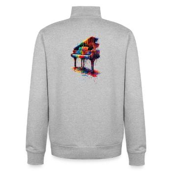 Piano with dripping paint - Unisex Organic Zip Sweatshirt by Stanley/Stella - heather grey - Back - AI Model Male 185 light (185cm)