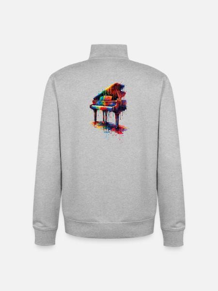 Piano with dripping paint - Unisex Organic Zip Sweatshirt by Stanley/Stella - heather grey