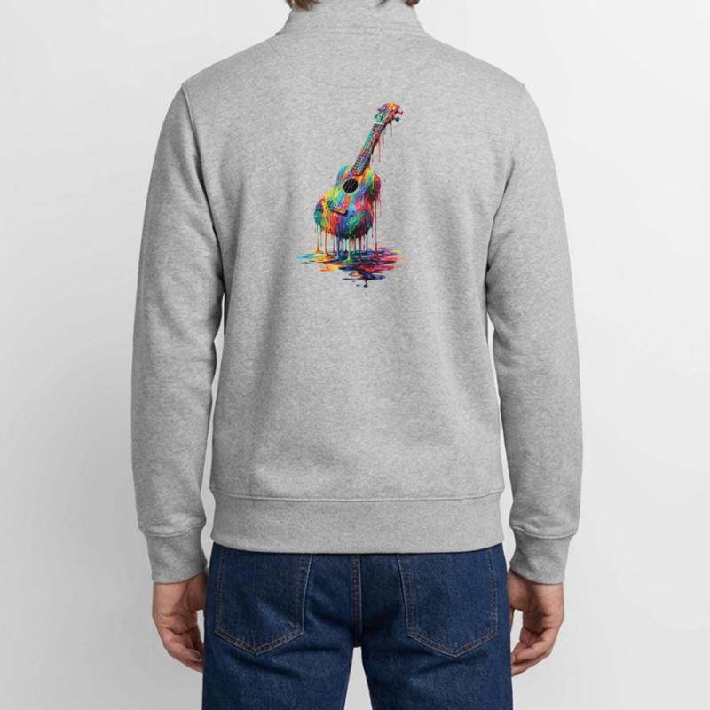 Ukulele with dripping paint Unisex Organic Zip Sweatshirt by Stanley/Stella