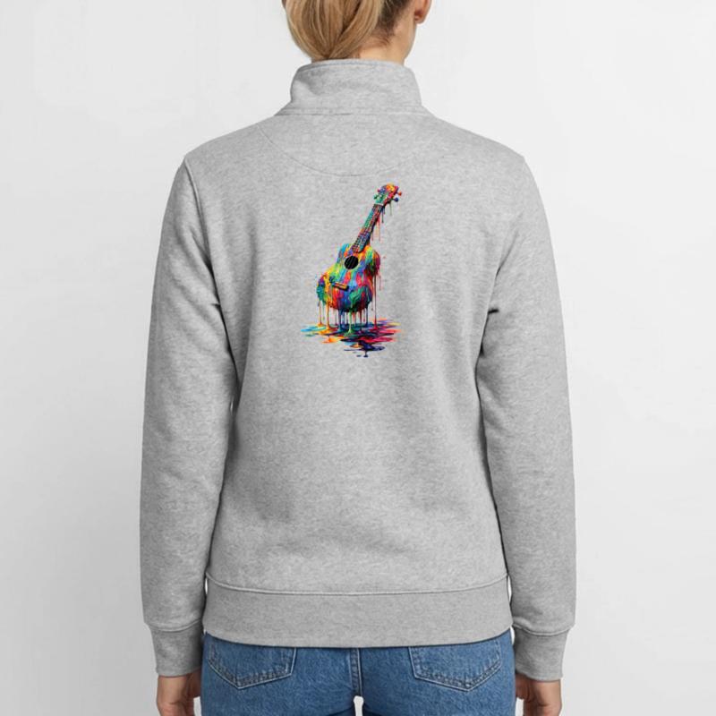 Ukulele with dripping paint Unisex Organic Zip Sweatshirt by Stanley/Stella