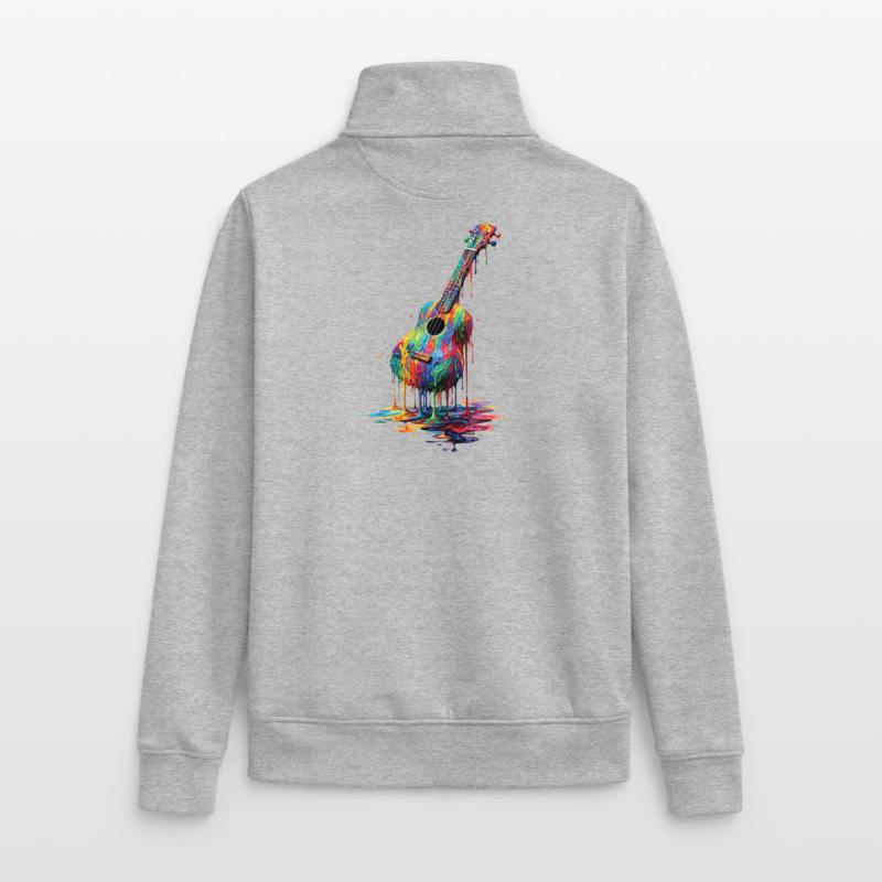 Ukulele with dripping paint Unisex Organic Zip Sweatshirt by Stanley/Stella