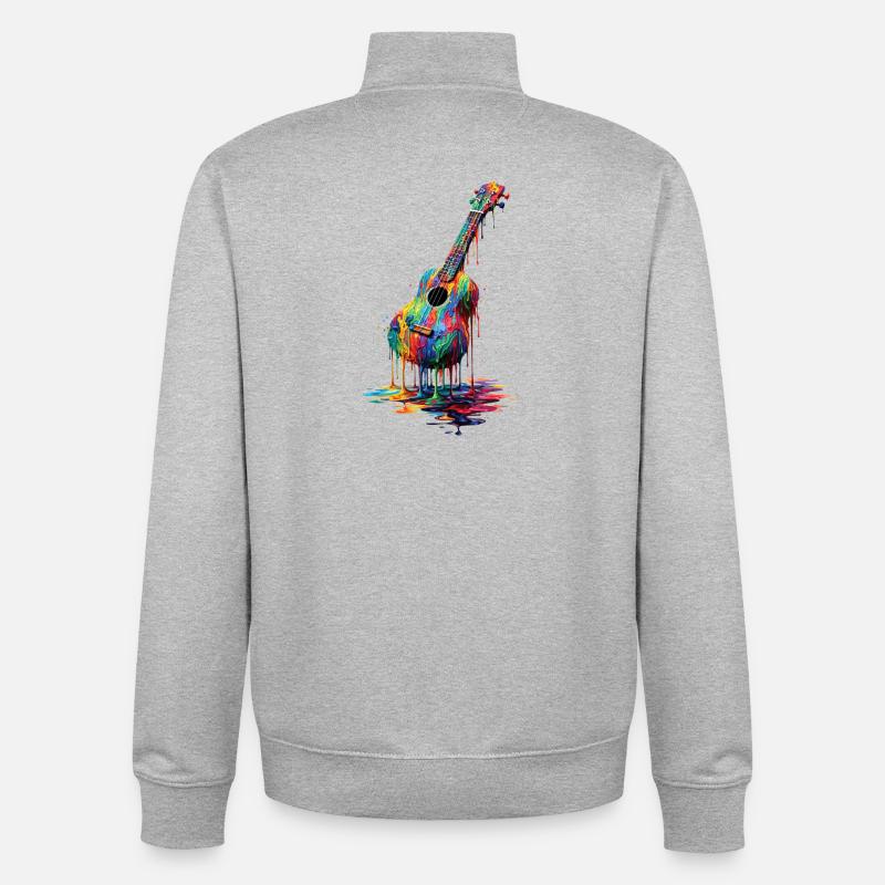 Ukulele with dripping paint - Unisex Organic Zip Sweatshirt by Stanley/Stella - heather grey