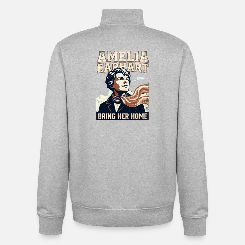 Amelia Earhart – Bring sie nach Hause - Unisex Organic Zip Sweatshirt von Stanley/Stella - Grau meliert