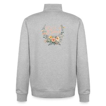 Die Braut! Boho Blumen Bouquet, personalisierbar - Unisex Organic Zip Sweatshirt von Stanley/Stella - Grau meliert - Hinten - AI Model Male 185 light (185cm)