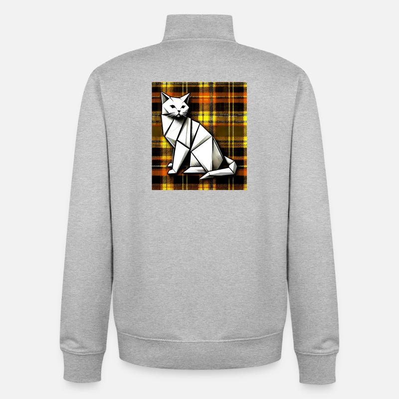 chat - Sweat zippé unisexe en coton bio Stanley/Stella - gris chiné