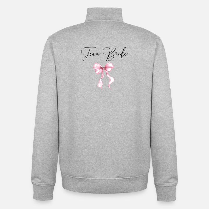 Équipe Mariée ! Ruban rose - Sweat zippé unisexe en coton bio Stanley/Stella - gris chiné