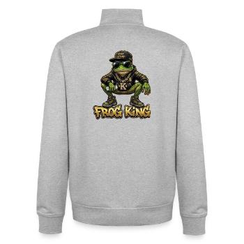 Roi grenouille Gangsters Vêtements de ville - Sweat zippé unisexe en coton bio Stanley/Stella - gris chiné - Dos - AI Model Male 185 light (185cm)