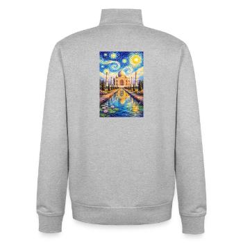 Taj Mahal Sternennacht Impression - Unisex Organic Zip Sweatshirt von Stanley/Stella - Grau meliert - Hinten - AI Model Male 185 light (185cm)