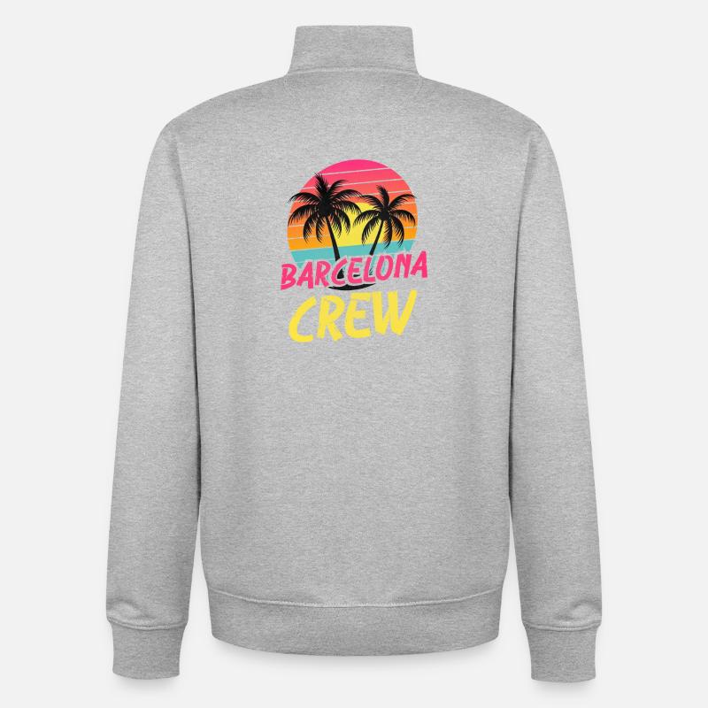 Barcelone Crew - Sweat zippé unisexe en coton bio Stanley/Stella - gris chiné