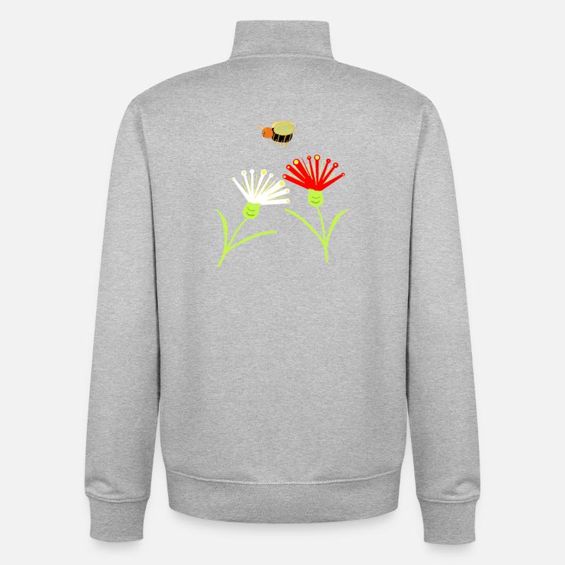 Fleur d’abeille Fleurs Enfants Insectes - Sweat zippé unisexe en coton bio Stanley/Stella - gris chiné