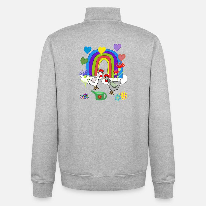 Kinder Fantasy Regenbogen Blumen Hühner  - Unisex Organic Zip Sweatshirt von Stanley/Stella - Grau meliert