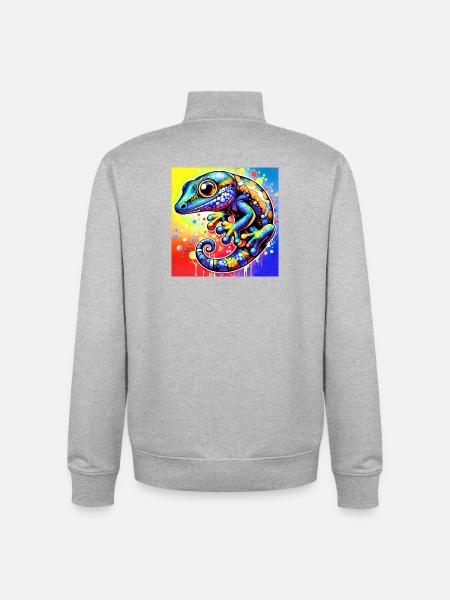 Gecko - Unisex Organic Zip Sweatshirt by Stanley/Stella - heather grey