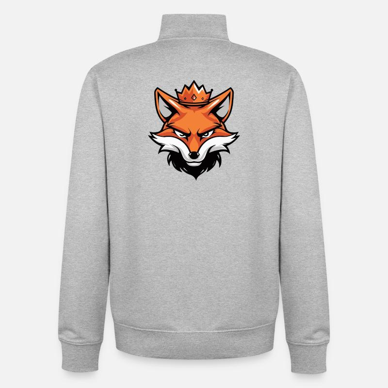 Fox Head Crown - Unisex Organic Zip Sweatshirt by Stanley/Stella - heather grey