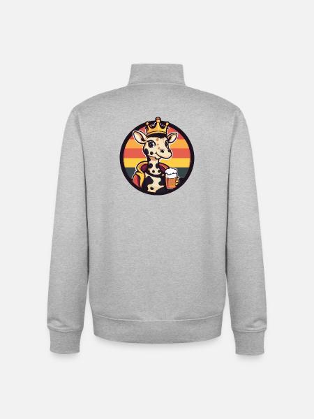 Giraffe Beer Funny - Unisex Organic Zip Sweatshirt by Stanley/Stella - heather grey