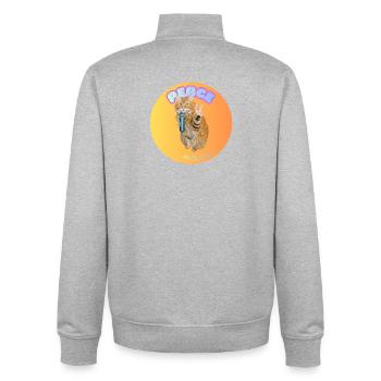 Chat chanteur et paix micro #LouLou - Sweat zippé unisexe en coton bio Stanley/Stella - gris chiné - Dos - AI Model Male 185 light (185cm)
