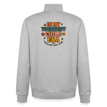 Dans l’humour de l’ère de My Younger Child et de la famille des filles - Sweat zippé unisexe en coton bio Stanley/Stella - gris chiné - Dos - AI Model Male 185 light (185cm)